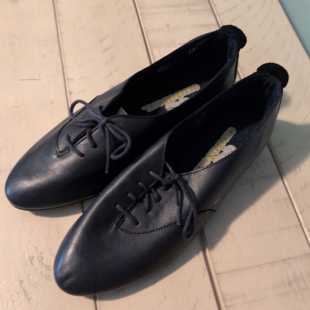 Vintage Cobbie Cuddlers Black Leather Comfort Dance Oxford Shoes 6M